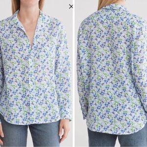 Frank & Eileen Blue and Green Floral Button Down Shirt